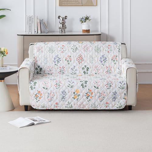 House of Quirk 'Mughal Series' Anti-Slip Sofa Cover Mat with Pocket | Polyester Couch Protector for Pets, Kids & Spills (Beige Blossom, 180x120cm, Two Seater) - Image 2