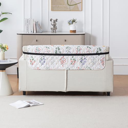 House of Quirk 'Mughal Series' Anti-Slip Sofa Cover Mat with Pocket | Polyester Couch Protector for Pets, Kids & Spills (Beige Blossom, 180x120cm, Two Seater) - Image 4