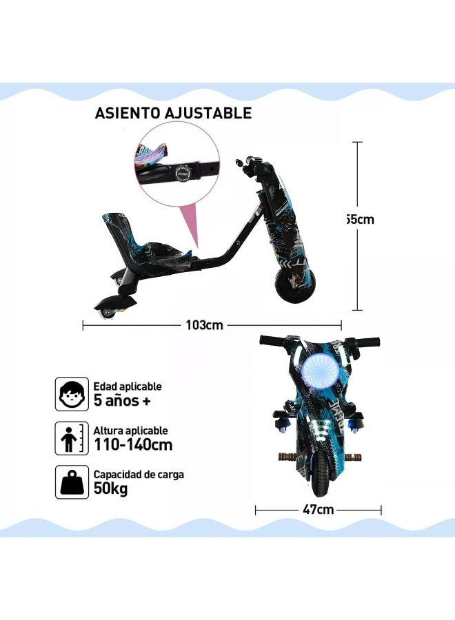 Electric Drift Trike Scooter 250W, 36V Motorized Ride-On Drifting Tricycle for Teens & Adults, High-Speed Outdoor Drift Scooter with PU Wheels, Smart Control Electric Drift Bike - Image 5