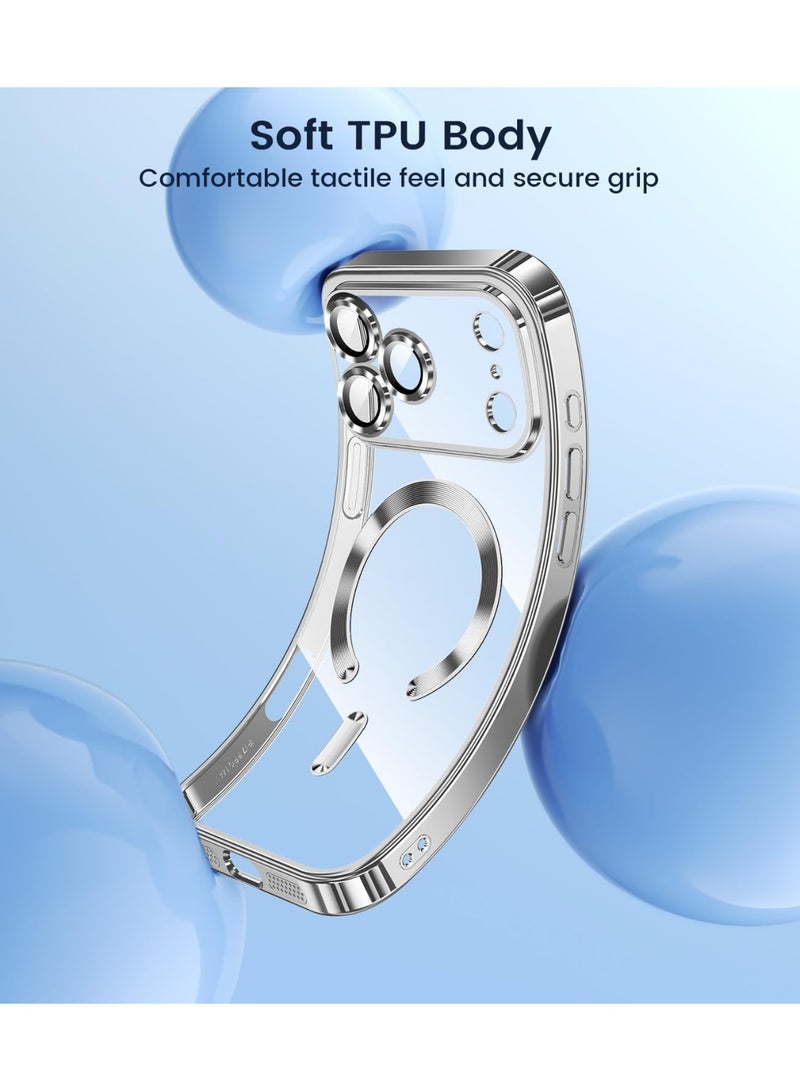 ICARLUS Slim Thin for iPhone 17 Pro  Case Clear Compatible with MagSafe Built-in Camera Lens Protector Shockproof Protective Phone Case Soft Electroplated Magnetic Cover White - Image 3