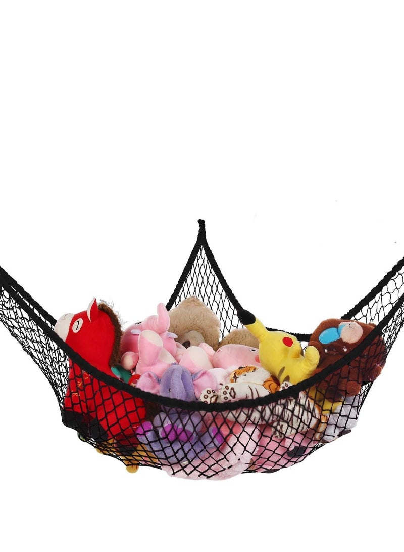 Mmmon Toy Hammock for Stuffed Animals,Stuffed Animal Hammock Net Jumbo Plush Toy Storage Cornet Net 70" Wall Sling Giant Baby Kids Children Teddy Bear Mesh Toy Net Organizer(Black)  - Image 1