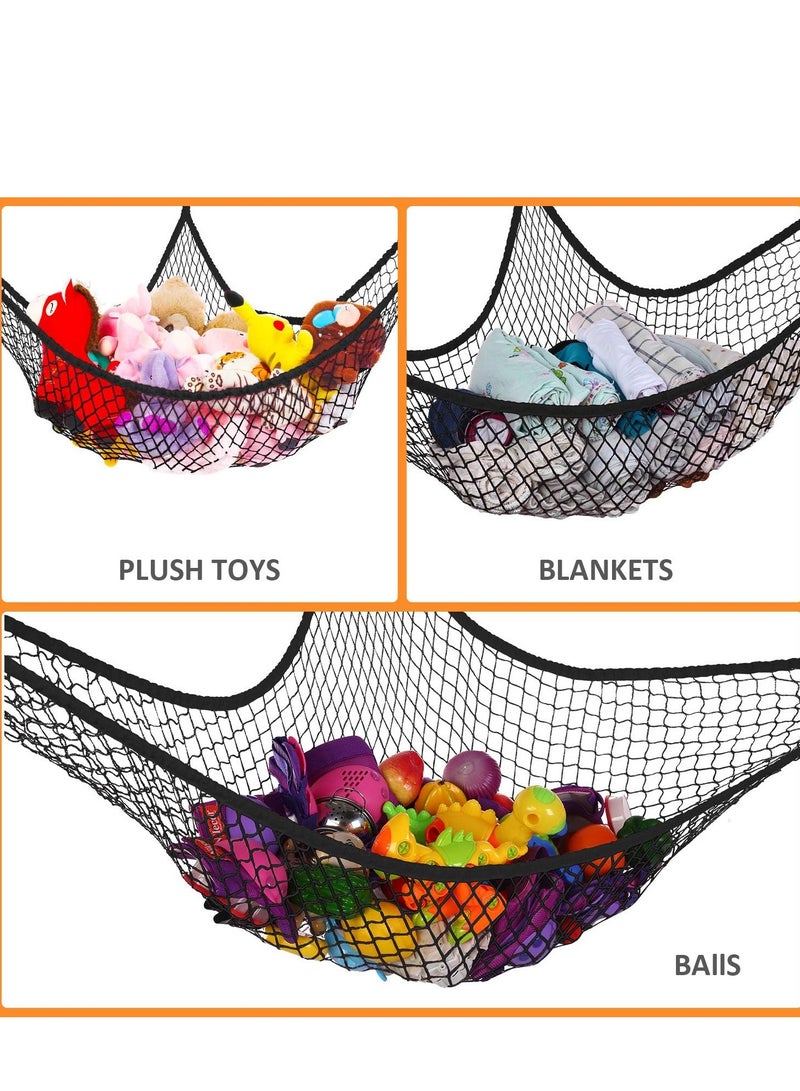 Mmmon Toy Hammock for Stuffed Animals,Stuffed Animal Hammock Net Jumbo Plush Toy Storage Cornet Net 70" Wall Sling Giant Baby Kids Children Teddy Bear Mesh Toy Net Organizer(Black)  - Image 3
