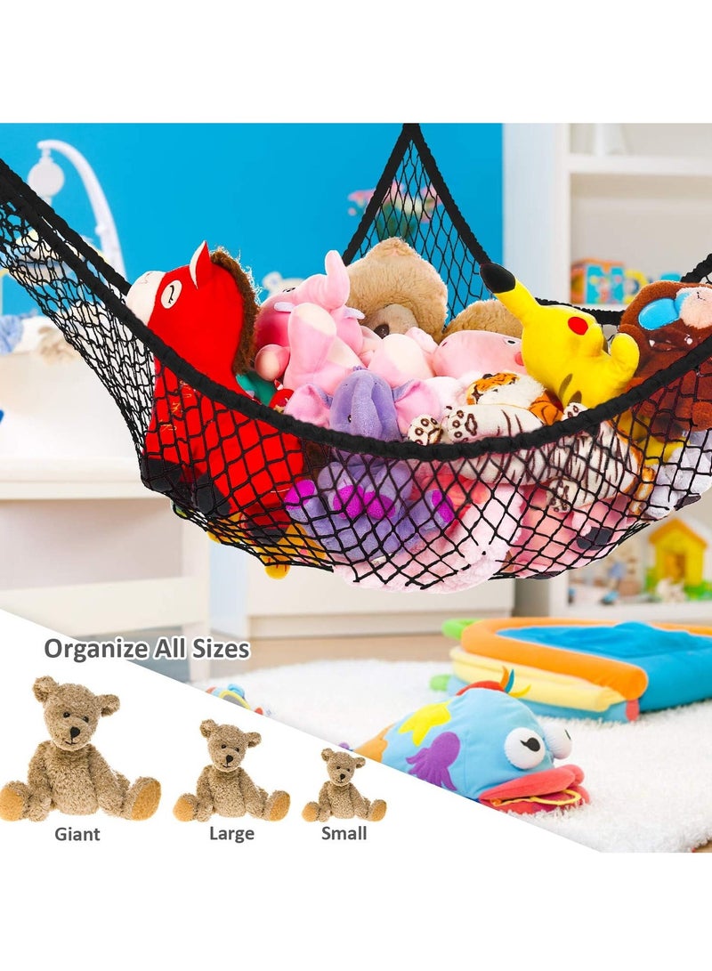 Mmmon Toy Hammock for Stuffed Animals,Stuffed Animal Hammock Net Jumbo Plush Toy Storage Cornet Net 70" Wall Sling Giant Baby Kids Children Teddy Bear Mesh Toy Net Organizer(Black)  - Image 4
