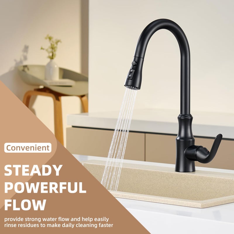 Angle Simple Kitchen Sink Sprayer, Faucet Head Replacement, Stream Spray and Pause Mode, Matte Black - Image 5