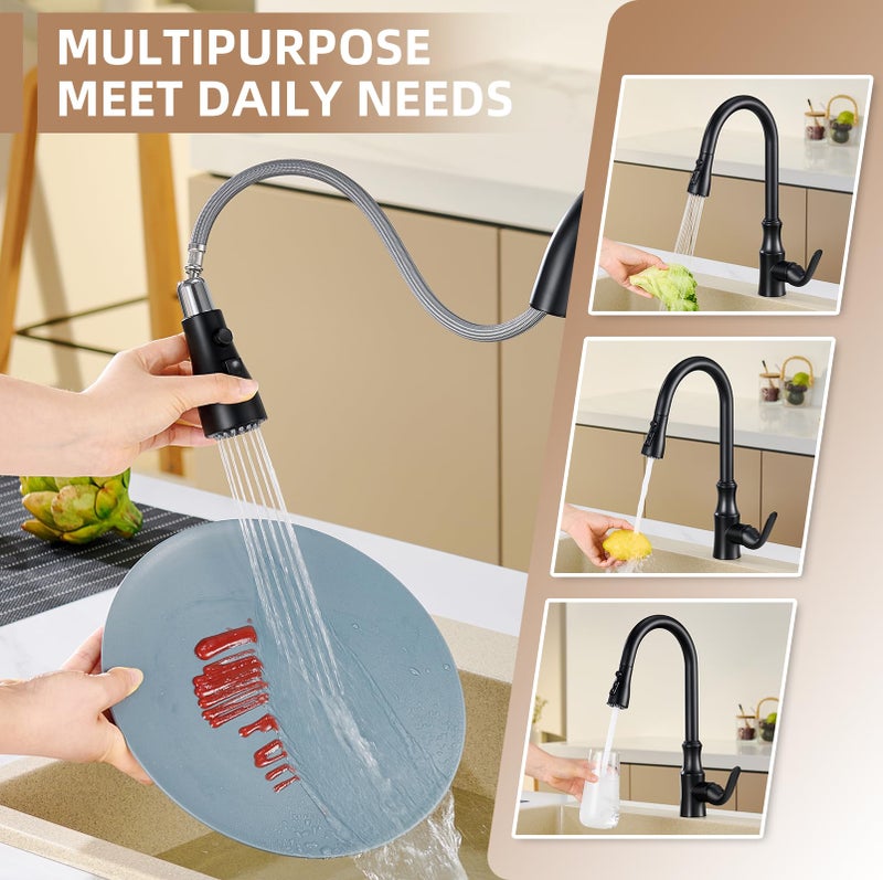 Angle Simple Kitchen Sink Sprayer, Faucet Head Replacement, Stream Spray and Pause Mode, Matte Black - Image 4