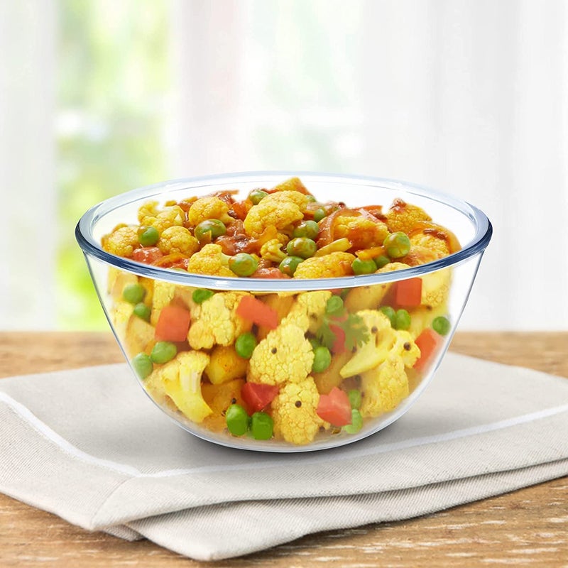 HAPPY BORN HAPPY BORN Glass Mixing Bowl and Serving Bowl for Kitchen Prep Dessert Dips and Candy Dishes Cake Snack Bowl or Nut Bowls Microwave Oven Safe for Serving 1000ml Set of 1 Piece Clear  - Image 3