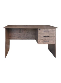 Office Desk With Fixed Lockable Drawers Brown