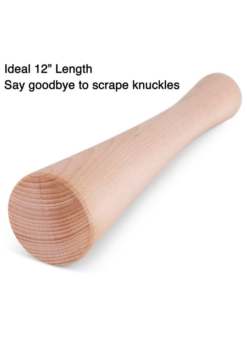 NANAO مدقة مخلل 12" لبرطمانات ميسون لتخمر الخضار - قطعة واحدة من الخشب الصلب - Image 4