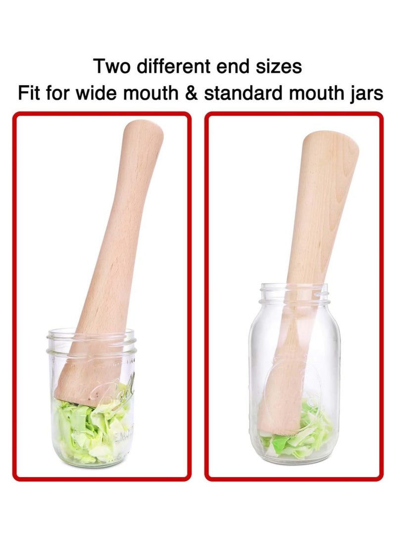 NANAO مدقة مخلل 12" لبرطمانات ميسون لتخمر الخضار - قطعة واحدة من الخشب الصلب - Image 5