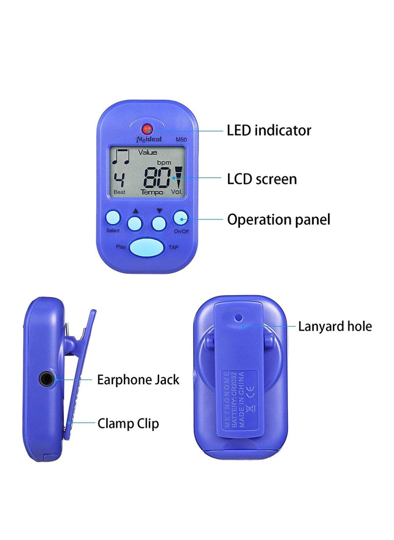Mini Digital Metronome, Multifunctional, Portable, Volume Adjustable, Clip on, with Speaker, Beat Tempo, for Piano, Guitar, Saxophone, Flute, Violin, Drum  - Image 3