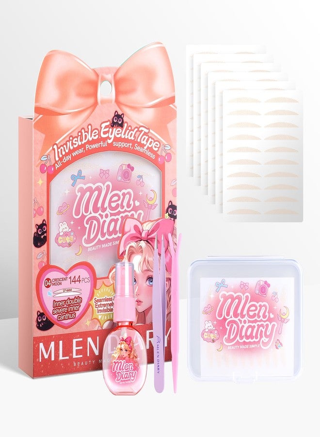 ملين دايري شريط لاصق للجفن المزدوج من MLEN DIARY، شرائط رفع الجفن غير المرئية للعيون المتدلية، شرائط رفع الجفن المترهلة مع أدوات (144P-27 * 4 مم) - Image 1