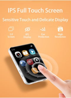 Bonic Full Touch Screen and Mini Portable MP3 MP4 Player Bluetooth MP4 Music Player HIFI Sound Speaker - White  - Image 2