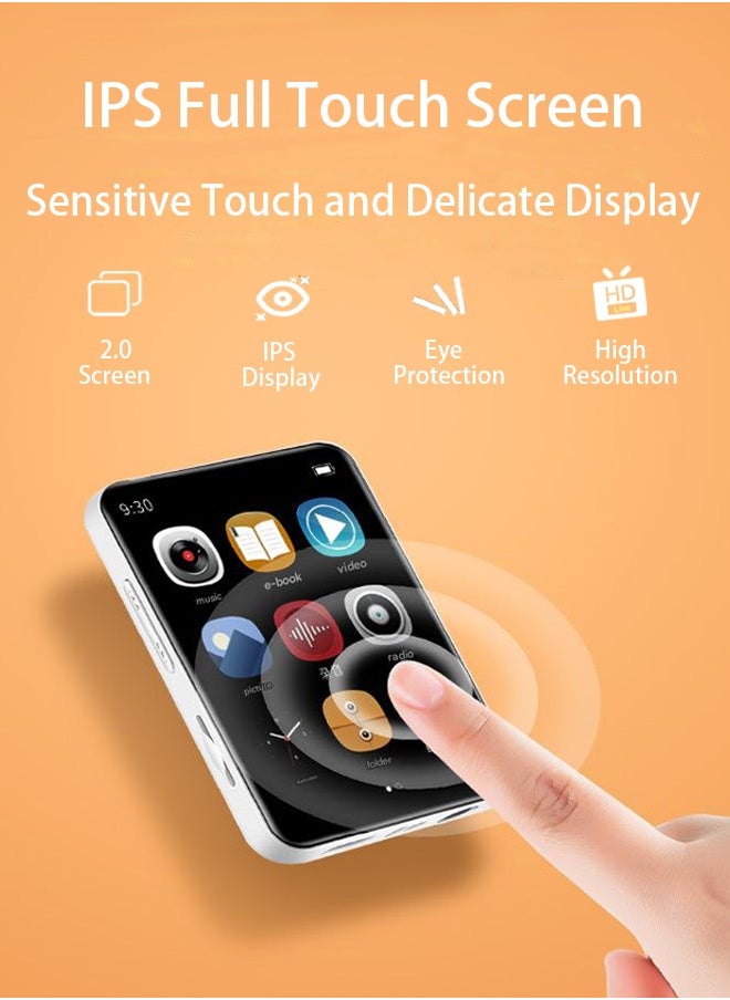Bonic Full Touch Screen and Mini Portable MP3 MP4 Player Bluetooth MP4 Music Player HIFI Sound Speaker - White  - Image 2