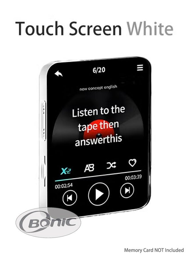 Bonic Full Touch Screen and Mini Portable MP3 MP4 Player Bluetooth MP4 Music Player HIFI Sound Speaker - White  - Image 1