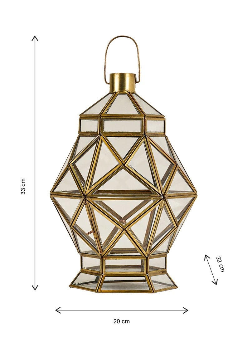 HilalFul Diamond Clear Glass Decorative Candle Holder Lantern | For Home Decor in Eid, Ramadan, Wedding | Living Room, Bedroom, Indoor, Outdoor Decoration | Islamic Themed | Moroccan - Image 3