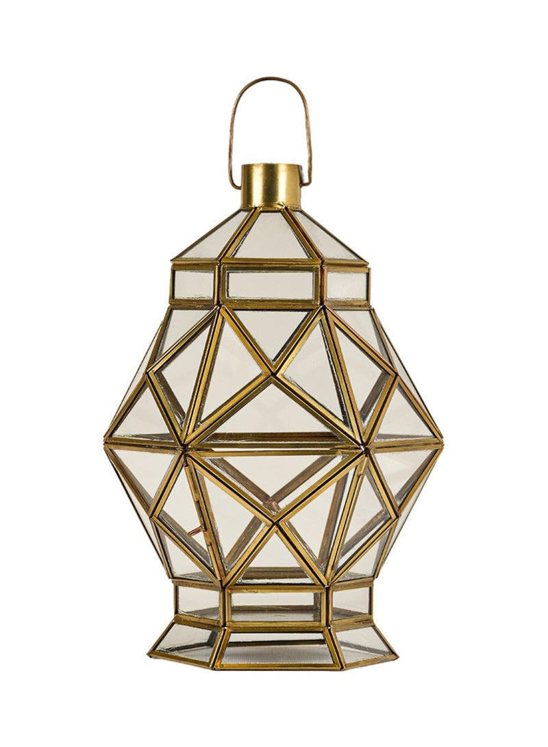 HilalFul Diamond Clear Glass Decorative Candle Holder Lantern | For Home Decor in Eid, Ramadan, Wedding | Living Room, Bedroom, Indoor, Outdoor Decoration | Islamic Themed | Moroccan - Image 1
