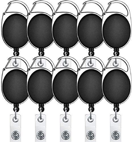 RangTeq Retractable Oval Badge with Key Chain ID Holder (Black), Pack of 10 - Image 2