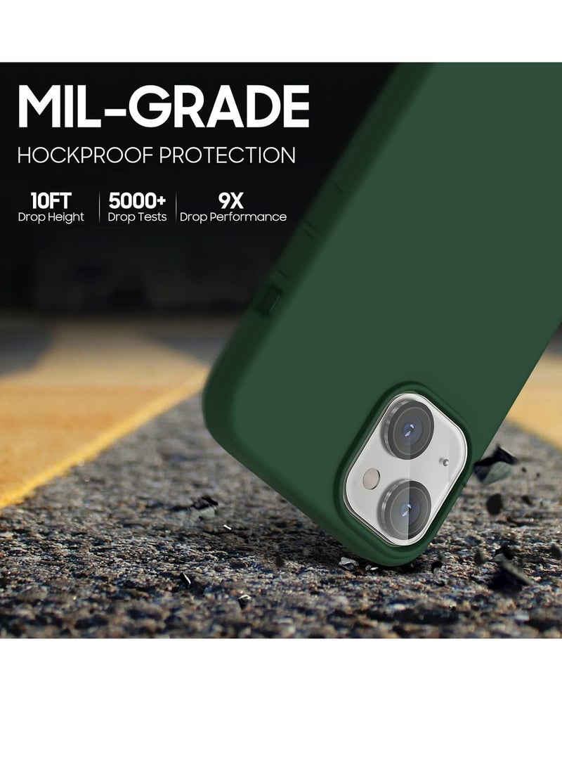 MUNTAQI iPhone 14 Case - [5 in 1 Set] with 2 Pack Screen Protectors + 2 Pack Camera Lens Protectors, Liquid Silicone Full Body Protection, Shockproof Drop Protection, 6.1 Inch (Alpine Green) - Image 3