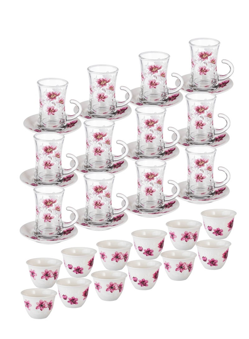 اباريك الصفا طقم أكواب شاي و فناجين قهوة مع صحون بتصميم عصري وأنيق 36 قطعة - Image 1