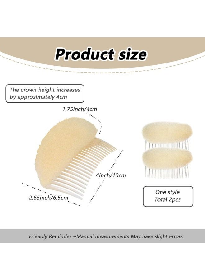SYBL 2Pcs Charming Bump It Up Volume Inserts Hair Comb Do Beehive Hair Stick Bun Maker Tool Hair Base Styling Accessories for Women Lady Girl (Beige) - Image 2