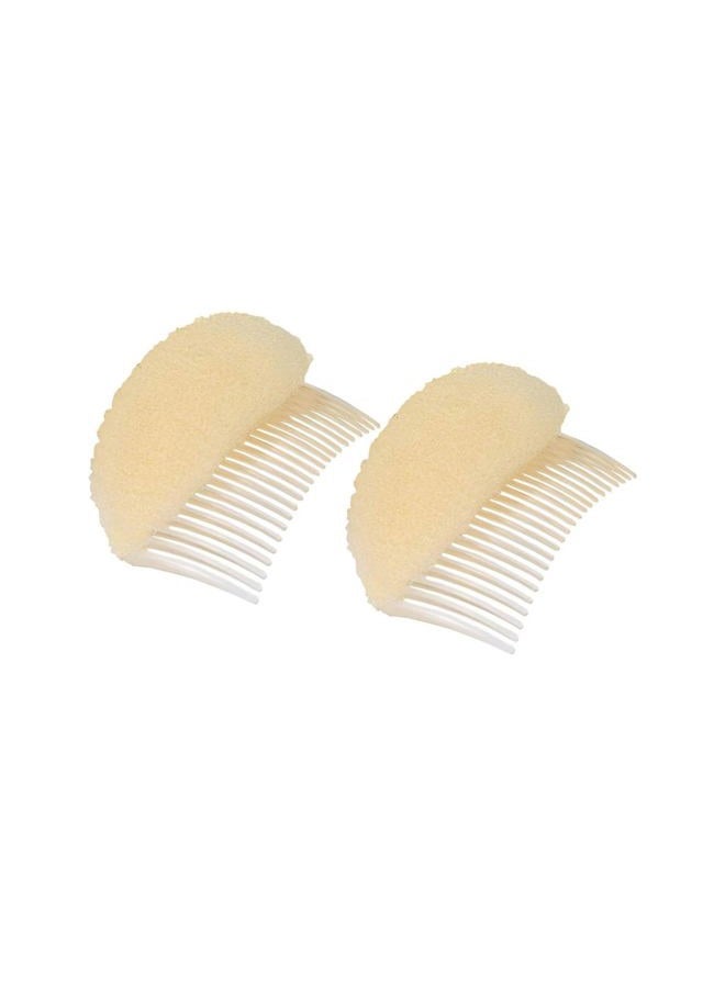 SYBL 2Pcs Charming Bump It Up Volume Inserts Hair Comb Do Beehive Hair Stick Bun Maker Tool Hair Base Styling Accessories for Women Lady Girl (Beige) - Image 1