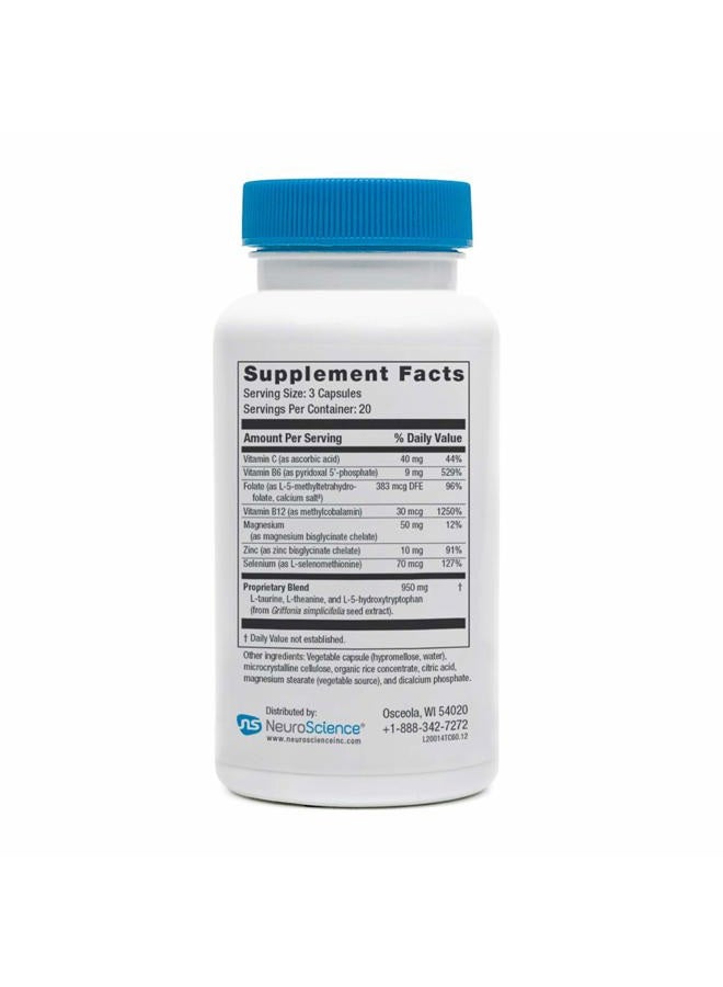 NeuroScience Mood Support Supplement - TravaCor - L Theanine Supplement with 5-HTP & More to Help Soothe Stress, Encourage Calm Sleep & Aid Healthy GABA Activity (60 Capsules)  - Image 2