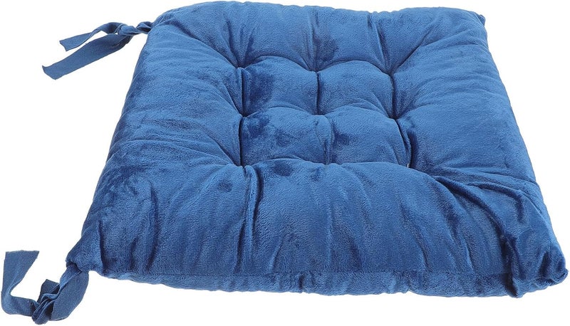 2pcs Dining Chair Cushion Seat Pads with 9-Hole Crystal Velvet Fabric, Dark Blue Strapped Seat Cushions for Home and Restaurant Furniture - Image 1