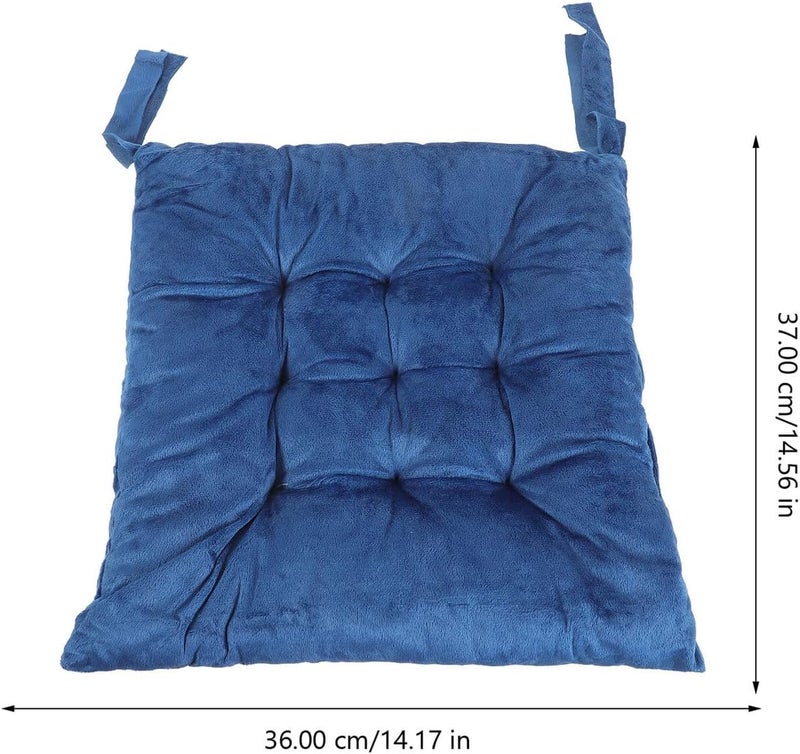 2pcs Dining Chair Cushion Seat Pads with 9-Hole Crystal Velvet Fabric, Dark Blue Strapped Seat Cushions for Home and Restaurant Furniture - Image 2