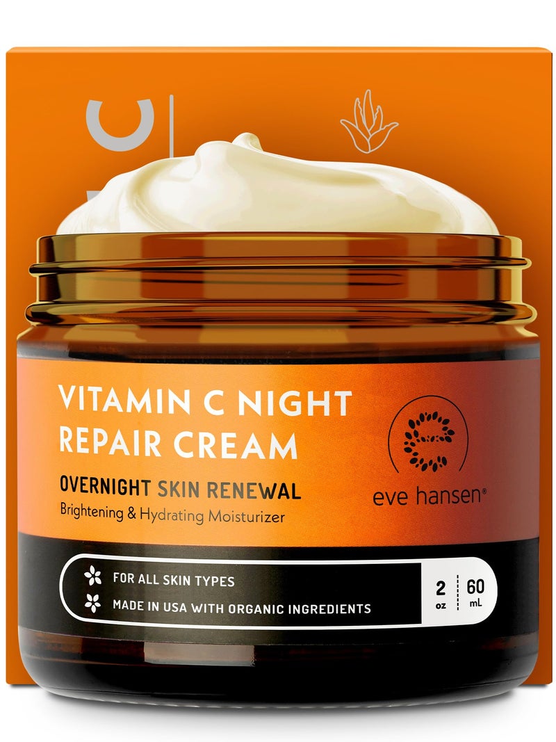 Eve Hansen Vitamin C Night Cream for Face and Neck - Hydrating, Brightening, Anti-Aging Moisturizer for Mature, Dry Skin - Non-Greasy - 2 oz - Image 1
