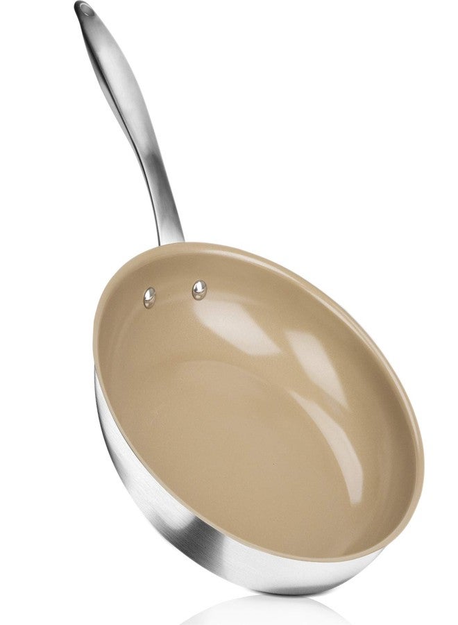 Duxtop Ceramic Non-stick Frying Pan, Stainless Steel Induction Frying Pan, 9.5-Inch Stir Fry Pan with Heavy-gauge Impact-bonded Bottom, FUSION Ti - Image 1