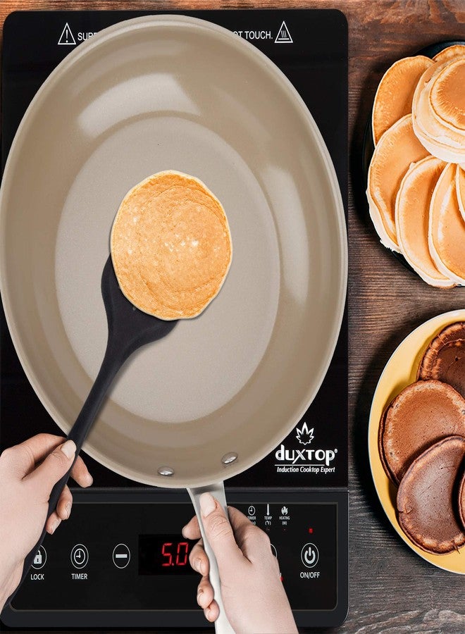 Duxtop Ceramic Non-stick Frying Pan, Stainless Steel Induction Frying Pan, 9.5-Inch Stir Fry Pan with Heavy-gauge Impact-bonded Bottom, FUSION Ti - Image 4