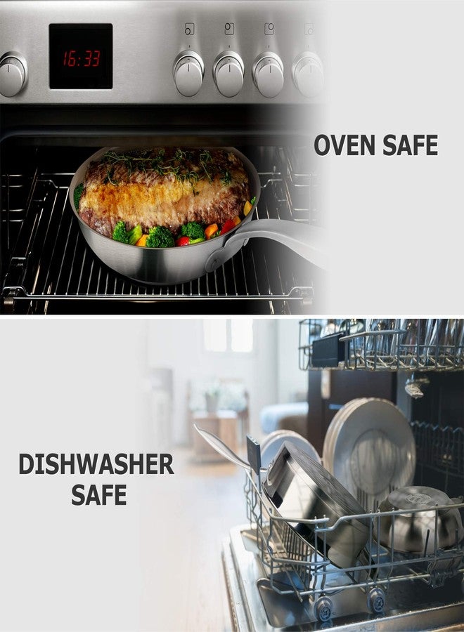 Duxtop Ceramic Non-stick Frying Pan, Stainless Steel Induction Frying Pan, 9.5-Inch Stir Fry Pan with Heavy-gauge Impact-bonded Bottom, FUSION Ti - Image 2