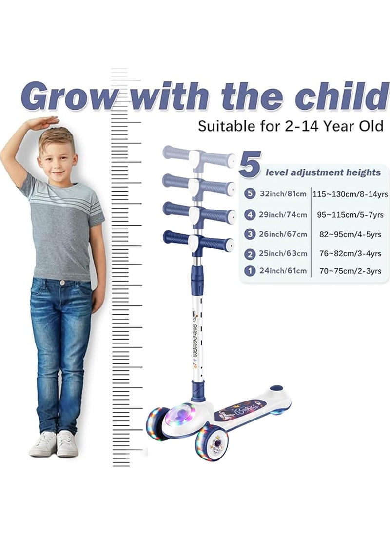 Jorunb Skate Scooter for Kids 3 Wheel Kids Scooter with 4 Height Adjustable Handle Baby Scooter with LED PU Wheels Smart Kick Foldable Scooter for Baby Scooter for Kids 3 to 8 Years Boy Girl Blue  - Image 3