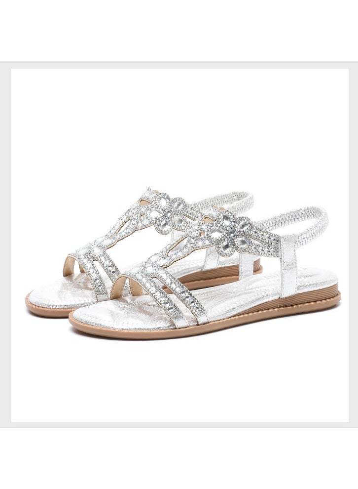 general Women Rhinestone Hollow Flat Sandals - Image 1