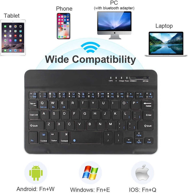 Alcatel 1t 7" Compatible Bluetooth Tablet Keyboard Mini Slim Rechargeable Wireless Keyboard