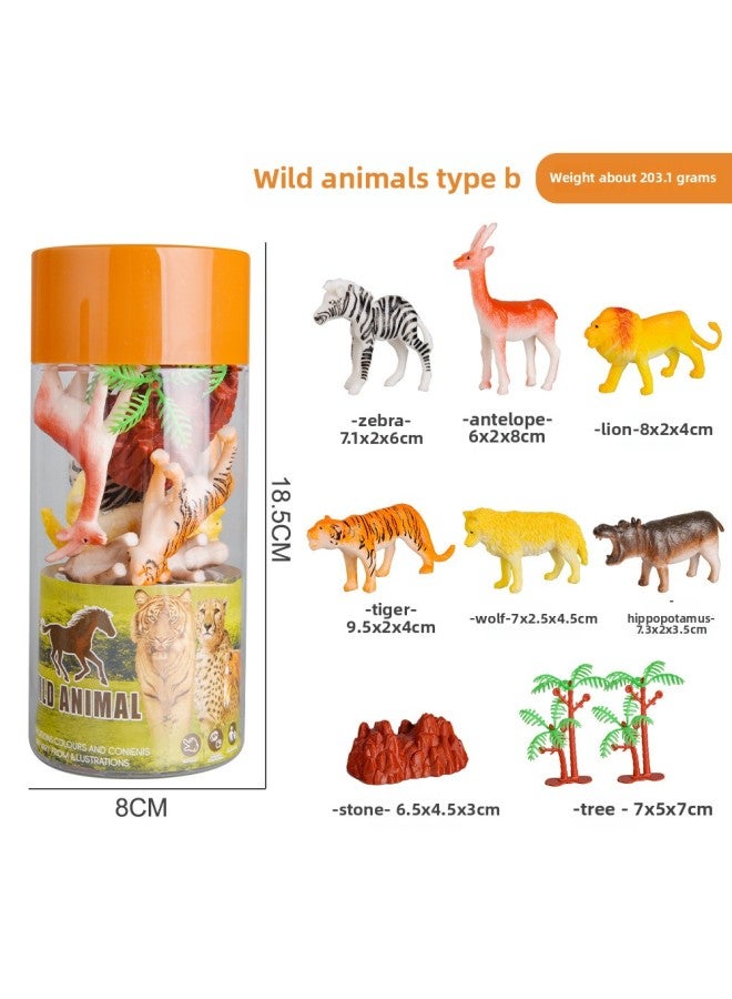 Children's Simulation Wild Animal Barrel Dinosaur Ocean Farm Animal Solid Mini Model Boy's Toy Hair-Color:【Excellent Model】 Type B Medium Animal Barrel - Image 1