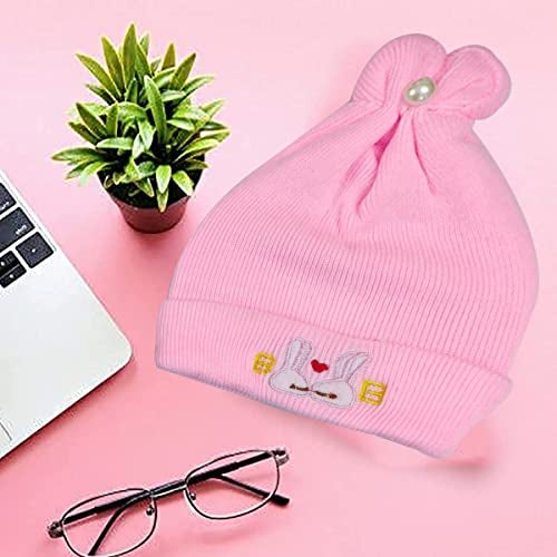 TRUE INDIAN Kids Soft Winter Woolen Caps for New Born Baby for Baby Boys & Baby Girls Beanie Hat Cap Warm Cap for Baby Kids Cap (3-6 Months, D.Pink Yellow Blue) - Image 5