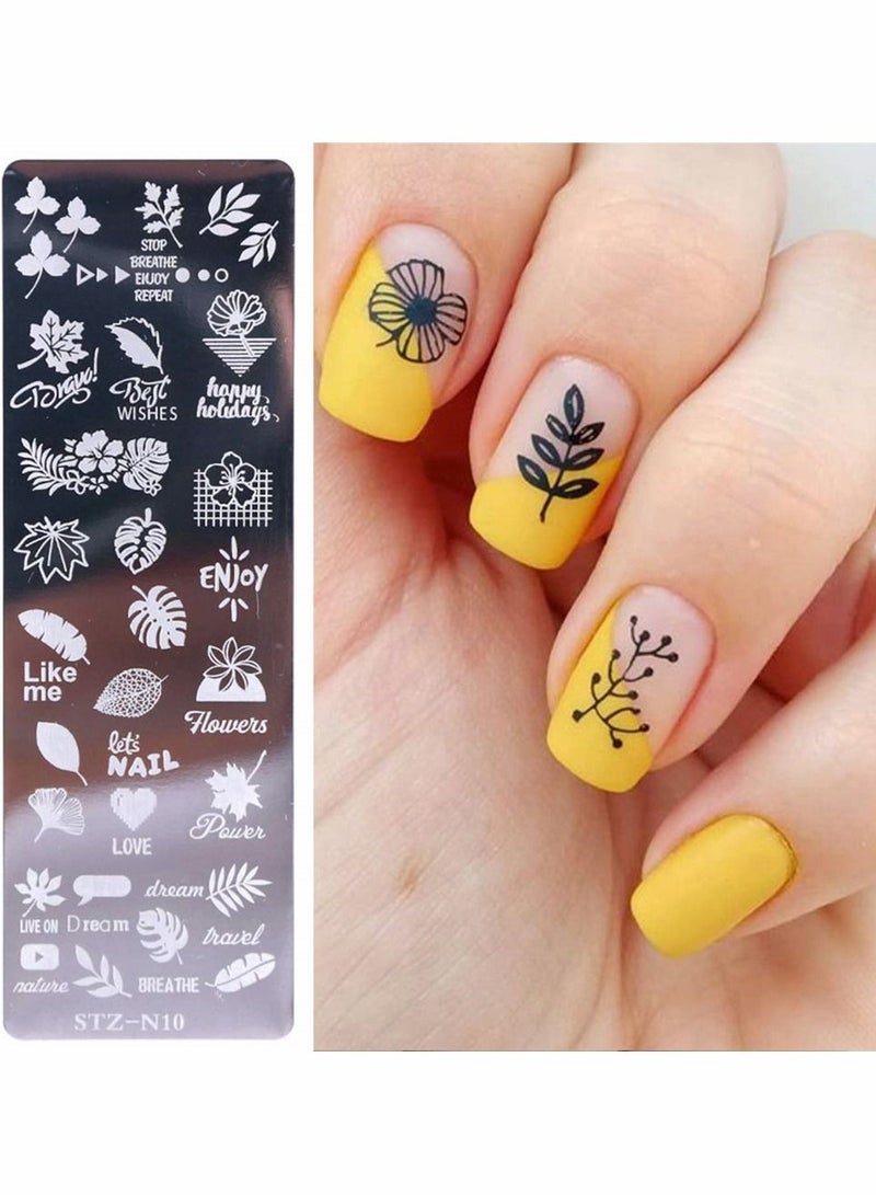 KASTWAVE 5 Pcs Nail Stamp Template Kit, for Nail Art Flower Leaf Butterflies Snowflake Art Templates Nail Stamper Stencil Plates Set DIY Decorating Tools - Image 2
