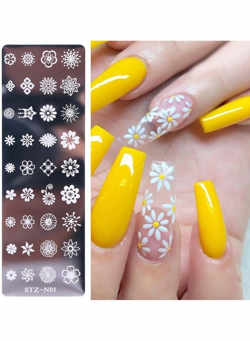 KASTWAVE 5 Pcs Nail Stamp Template Kit, for Nail Art Flower Leaf Butterflies Snowflake Art Templates Nail Stamper Stencil Plates Set DIY Decorating Tools - Image 4