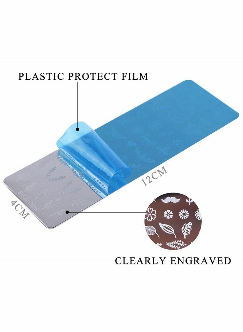 KASTWAVE 5 Pcs Nail Stamp Template Kit, for Nail Art Flower Leaf Butterflies Snowflake Art Templates Nail Stamper Stencil Plates Set DIY Decorating Tools - Image 3