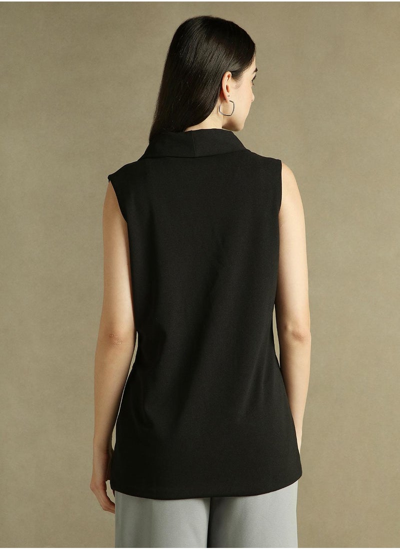 Dennis Lingo Women's Black 100% Polyester Solid Regular Fit Blazer  - Image 3