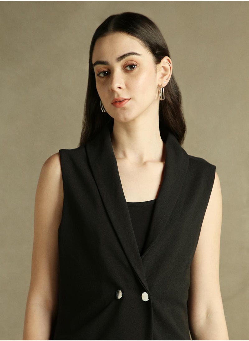 Dennis Lingo Women's Black 100% Polyester Solid Regular Fit Blazer  - Image 4