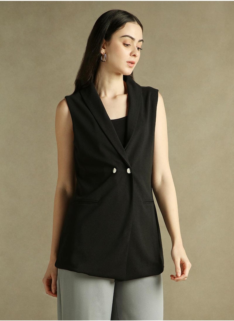Dennis Lingo Women's Black 100% Polyester Solid Regular Fit Blazer  - Image 2