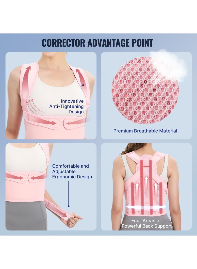 Back Brace and Posture Corrector for Women and Men, Back Straightener Posture Corrector, Scoliosis and Hunchback Correction, Back Pain, Spine Corrector, Support, Adjustable Posture Trainer, Pink - Image 3