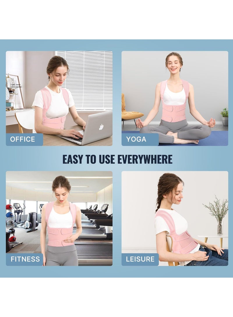 Back Brace and Posture Corrector for Women and Men, Back Straightener Posture Corrector, Scoliosis and Hunchback Correction, Back Pain, Spine Corrector, Support, Adjustable Posture Trainer, Pink - Image 4