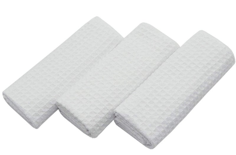 VeraSong Waffle Weave Kitchen Towels Thick Microfiber Dish Drying Towels Absorbent Tea Towels Hand Towel Lint Free 16Inch x 24Inch 3 Pack White - Image 3