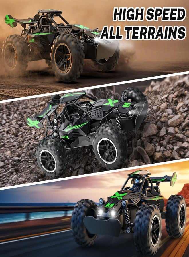 ACAMMZAR Remote Control Car, 1:18 High Speed RC Cars for Kids, 20KM/H Monster RC Truck Off Road with Lights Toys for Boys, Green - Image 3