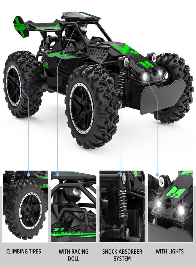 ACAMMZAR Remote Control Car, 1:18 High Speed RC Cars for Kids, 20KM/H Monster RC Truck Off Road with Lights Toys for Boys, Green - Image 5