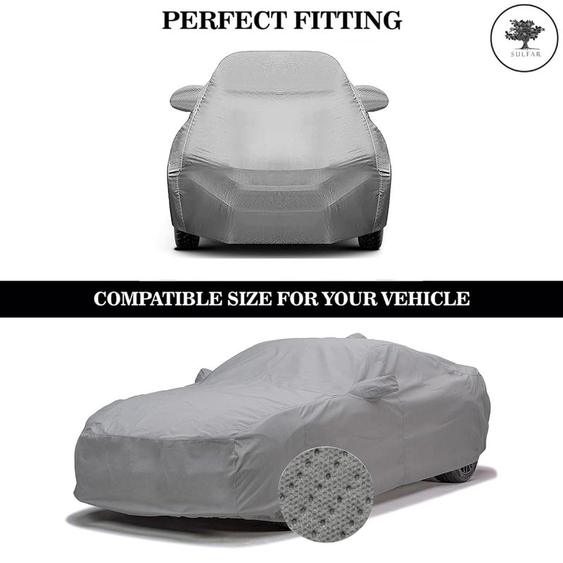 Sulfar 100% Waterproof Car Body Cover Compatible with Mirror for Toyota Innova Crysta (Triple Stitched, Full Bottom Elastic, Grey-TB) - Image 5