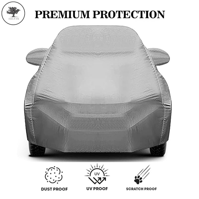 Sulfar 100% Waterproof Car Body Cover Compatible with Mirror for Toyota Innova Crysta (Triple Stitched, Full Bottom Elastic, Grey-TB) - Image 3